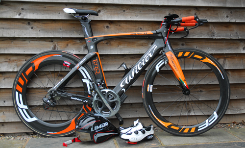 Wilier Twinblade Di2 equipped with Limar helmet and Lake shoes - nice!