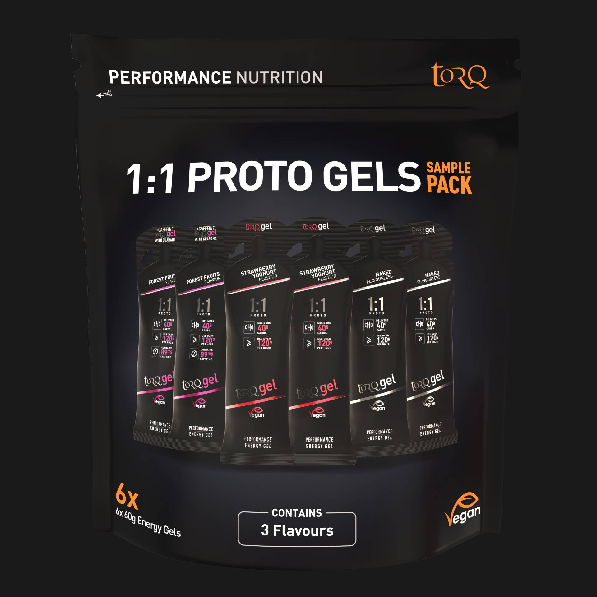 TorQ Fitness TORQ 6x 1:1 Proto Energy Gel Sample Pack | Extra 10% off with our exclusive code ’AFCB10’, Multibuy savings to 20% & FREE Delivery on ALL UK orders